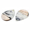 Transparent Resin & Walnut Wood Pendants X-RESI-T035-28-A01-3