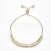 Adjustable Brass Cubic Zirconia Slider Bracelets BJEW-S141-03-2