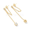 Brass Micro Pave Clear Cubic Zirconia Cable Chain Tassel Earrings EJEW-H125-12G-2