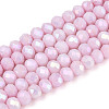 Anti-Tarnish Electroplate Rondelle Glass Beads Strands EGLA-T021-4mm-17-03-1