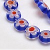 Handmade Millefiori Glass Flat Round Bead Strands LK-P011-12-3