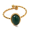 Oval Natural Green Onyx Agate Finger Rings RJEW-Q822-38G-01-2