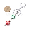 Dyed Natural Wood Round Beaded Keychain KEYC-JKC00931-3