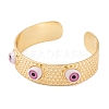 Evil Eye Brass Enamel Wide Open Cuff Bangles for Women BJEW-S147-08G-01-2