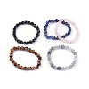 Natural Mixed Stone Stretch Bracelets BJEW-JB03950-1