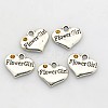 Wedding Party Supply Antique Silver Alloy Rhinestone Heart Carved Word Flower Girl Wedding Family Charms ALRI-N005-28C-2