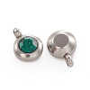 Trendy Original Color 304 Stainless Steel Faceted Grade A Rhinestone Flat Round Charms Pendants RB-N030-01L-2