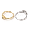 2Pcs 2 Style Cubic Zirconia Open Cuff Rings Set RJEW-B050-01-3