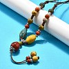 Ethnic Style Alloy & Porcelain Ceramic Beads Round Pendant Tassel Y Necklaces NJEW-D308-01A-1