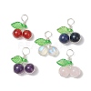 Natural Lapis Lazuli/Carnelian/Rose Quartz/Amethyst/Synthetic Moonstone Round Copper Wire Wrapped Pendants PALLOY-JF03313-1