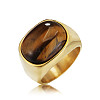 304 Stainless Steel with Natural Tiger Eye Finger Rings for Men FS-WG155DB-07-1