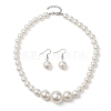 Round ABS Plastic Imitation Pearl Beads Necklace and Dangle Earring Sets for Women SJEW-JS01305-1