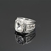 Rectangle 304 Stainless Steel with Cubic Zirconia Finger Rings for Men FS-WG909F6-30-1