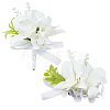 CRASPIRE 2Pcs 2 Style Silk Cloth Rose Flower Boutonniere Brooch & Wrist Corsage AJEW-CP0001-53-1