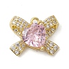 Rack Plating Brass Micro Pave Pink Cubic Zirconia Pendants KK-H463-10G-02-1