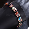 Zinc Alloy & Synthetic Turquoise & Natural Obsidian & Synthetic Goldstone & Cat Eye Link Chain Bracelets FS-WGDAAA9-02-1