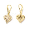 Clear Cubic Zirconia Heart Dangle Earrings EJEW-I266-13G-2