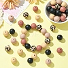 50Pcs 5 Styles Round Silicone Focal Beads SIL-YW0001-34A-5