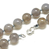 Natural Grey Agate Beaded Necklaces NJEW-S404-17-2