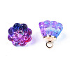 Transparent Spray Painted Glass Charms GLAA-S054-27A-3