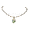 White Glass Pearl Beaded Necklaces NJEW-JN04652-02-1