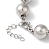 304 Stainless Steel Beads Ball Chain Bracelets for Women BJEW-B092-01C-P-3