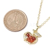 Apple Brass Micro Pave Cubic Zirconia with Natural Agate(Dyed) Pendants Necklaces NJEW-TA00154-3