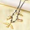Summer Beach 304 Stainless Steel & Electroplated Natural Shell Pendant Adjustable Polyester Cord Necklaces for Women NJEW-F348-01A-G-3