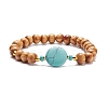Natural Wood Stretch Bracelet with Gemstone Beads BJEW-JB08217-4
