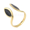 Ion Plating(IP) 304 Stainless Steel Enamel Horse Eye Open Cuff Rings for Women RJEW-L107-044G-02-1