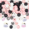 GOMAKERER 120Pcs 7 Styles Cow Theme Painted Natural Wood Beads WOOD-GO0001-08-1