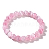 Dyed Natural Selenite Round Beaded Stretch Bracelet for Women BJEW-G697-02B-3