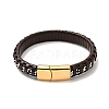 Leather & 304 Stainless Steel Rope Braided Cord Bracelet with Magnetic Clasp for Men Women BJEW-C021-14-2