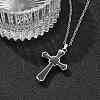 304 Stainless Steel Black Enamel Cross Urn Ashes Necklaces STAS-Z106-05P-2