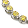 Flat Round Glass Link Chain Bracelets BJEW-H604-02P-04-2