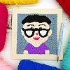 Boy with Glasses Punch Embroidery Supplies Kit LS-DIY-H155-01-1