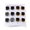6 Pair 2 Color Square Acrylic Stud Earrings EJEW-A024-03C-1