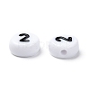 Mix Numbers White Flat Round Acrylic Beads X-PB9111-4