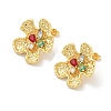 Brass Micro Pave Cubic Zirconia Flower Stud Earrings EJEW-K293-24G-1