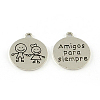 Flat Round with Children and Words Tibetan Style Alloy Pendants X-TIBEP-R338-07AS-RS-1