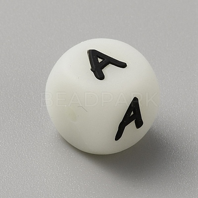 Luminous Cube with Letter Food Grade Eco-Friendly Silicone Beads SIL-TAC0002-21A-1