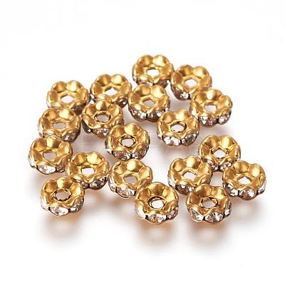 Brass Rhinestone Spacer Beads RB-A014-L8mm-01C-1