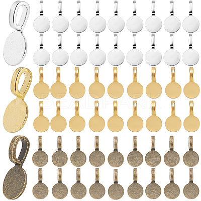 120Pcs 3 Colors Tibetan Style Alloy Glue On Flat Pad Pendant Bails FIND-SP0001-87-1