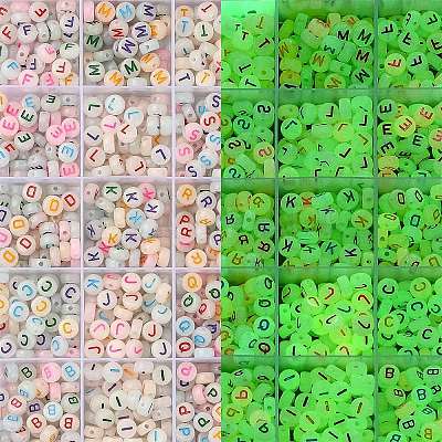 DIY Letter & Heart Acrylic & Plastic Stretch Bracelet Beaded Necklace Making Kit DIY-YW0008-38-1