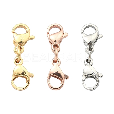 3Pcs 3 Colors 304 Stainless Steel Double Lobster Claw Clasps STAS-YW0001-52B-1