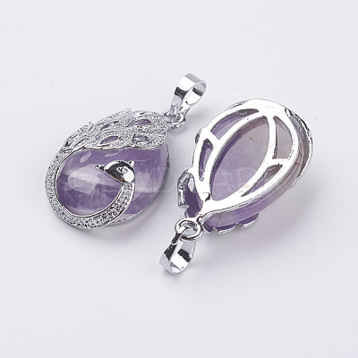 Natural Amethyst Pendants G-E442-04C-1