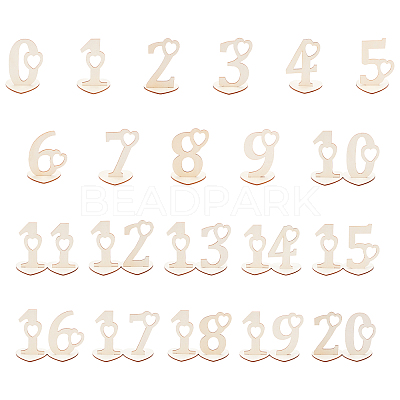 Poplar Wood Table Numbers WOOD-WH0112-97-1