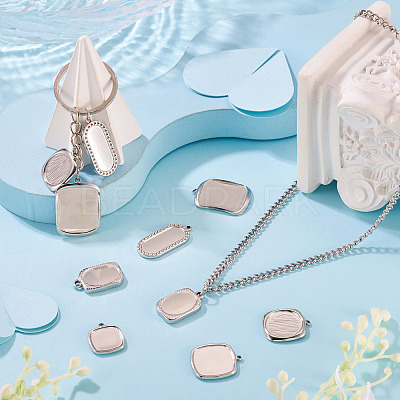 6Pcs 6 Styles 304 Stainless Steel Pendant Cabochon Settings STAS-TA0005-71P-1