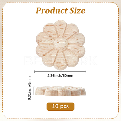 10Pcs Carved Wooden Display Decorations AJEW-GF0013-54-1