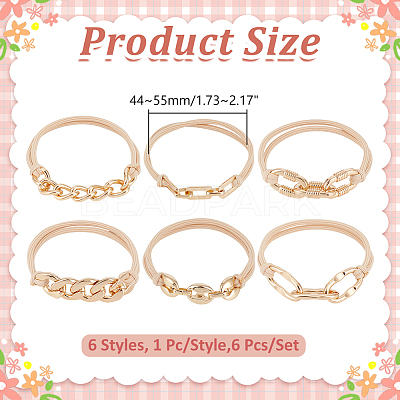 6Pcs 6 Styles Elastic Hair Ties OHAR-ME0001-16B-1